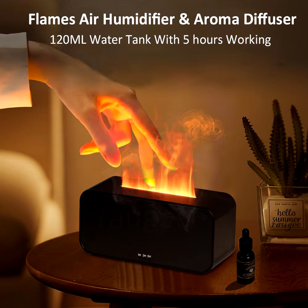 Air Humidifier Aroma Essential Oil Diffuser Mini Flame Home Humidifier Aromatherapy Fragrance Diffuser with Night Light for Room