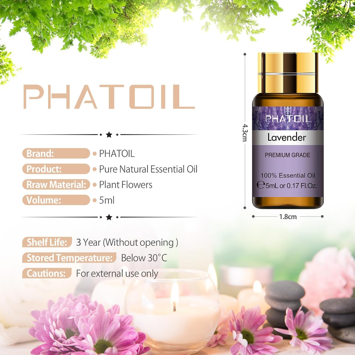 Essential Oil Gift Set for Diffuser, Skin Care, Massage, 15 X 5Ml