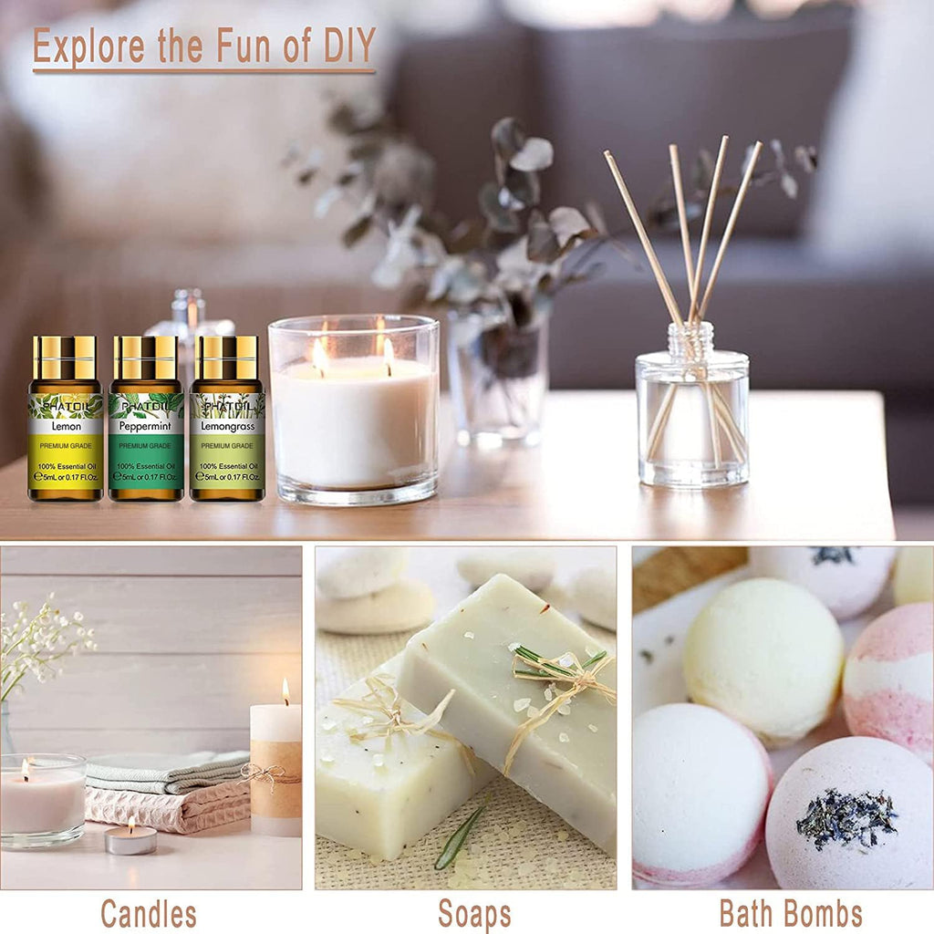 Essential Oil Gift Set for Diffuser, Skin Care, Massage, 15 X 5Ml