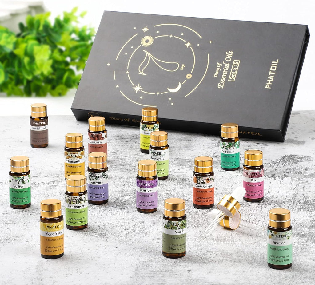 Essential Oil Gift Set for Diffuser, Skin Care, Massage, 15 X 5Ml